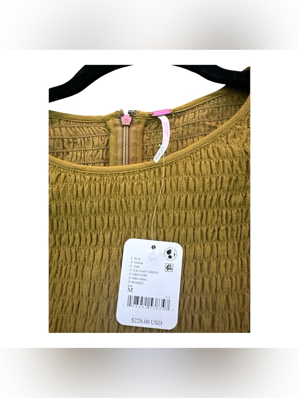 Free People Temperley Puff Sleeve Smocked Jumpsuit Greyed Olive NWT Size M - Picture 7 of 8